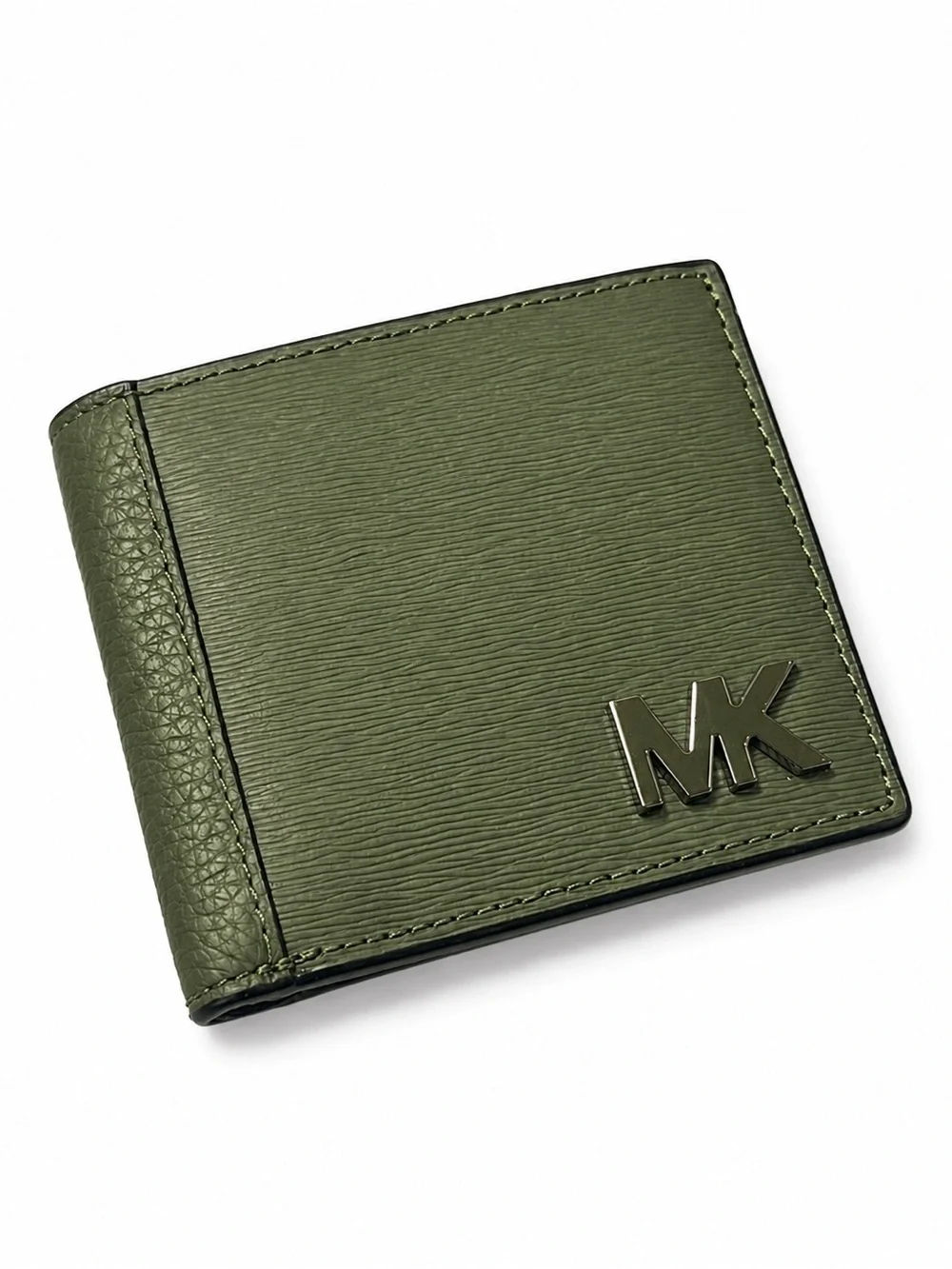 Michael Kors Olive Green Textured Leather Bifold Wallet MK Logo